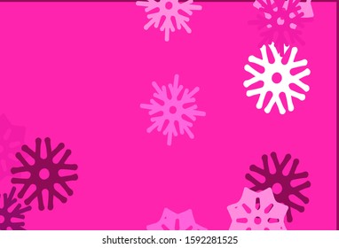 Light Pink vector background with xmas snowflakes. Glitter abstract illustration with crystals of ice. The pattern can be used for year new  websites.