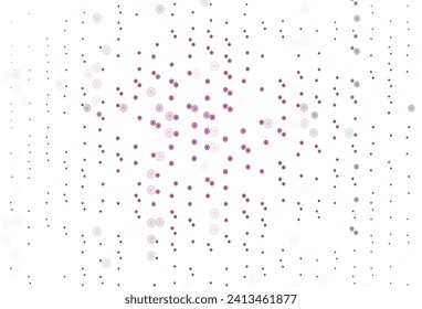 Fondo vectorial rosa claro con copos de nieve de Navidad. Ilustración abstracta geométrica moderna con cristales de hielo. El patrón se puede usar para año nuevos sitios web.