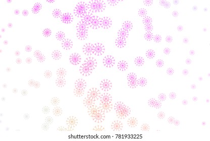 Light Pink vector background with xmas snowflakes. Snow on blurred abstract background with gradient. New year design for your ad, poster, banner.