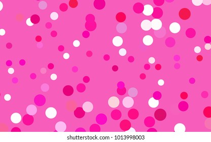 Light Pink vector banner with circles, spheres. Abstract spots. Background of Art bubbles in halftone style with colored gradient.