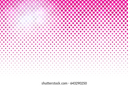 Light Pink vector banner with circles, spheres. Abstract spots. Background of Art bubbles in halftone style with colored gradient.