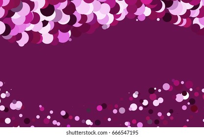 Light Pink vector banner with circles, spheres. Abstract spots. Background of Art bubbles in halftone style with colored gradient.