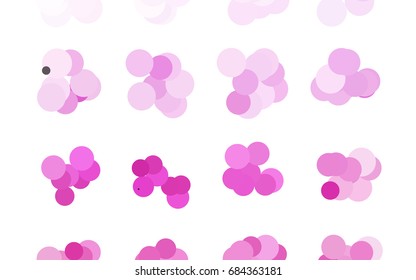 Light Pink vector banner with circles, spheres. Abstract spots. Background of Art bubbles in halftone style with colored gradient.