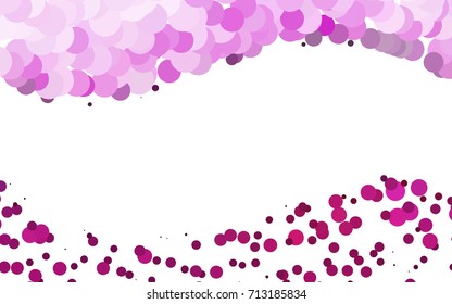 Light Pink vector banner with circles, spheres. Abstract spots. Background of Art bubbles in halftone style with colored gradient.