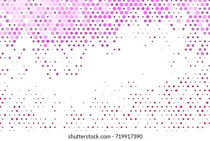 Light Pink vector banner with circles, spheres. Abstract spots. Background of Art bubbles in halftone style with colored gradient.