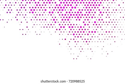 Light Pink vector banner with circles, spheres. Abstract spots. Background of Art bubbles in halftone style with colored gradient.