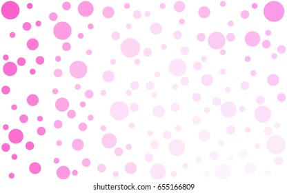 Light Pink vector banner set of circles, spheres. Donuts Background. Creative Design Templates. Technology halftone illustration.