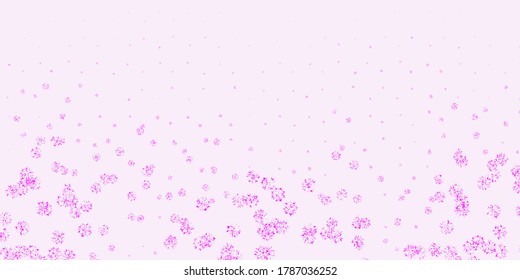 Light pink vector beautiful snowflakes backdrop with flowers. Abstract gradient colorful snowflakes and snow elements. New year ad, booklets pattern.