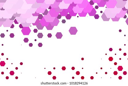 Light Pink vector blurry hexagon background design. Geometric background in Origami style with gradient. 