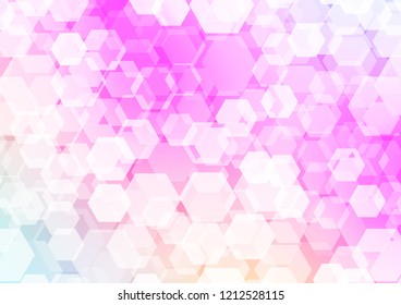 Light Pink vector blurry hexagon pattern. Brand new colored illustration in blurry style with gradient. The best hexagonal design for your business.