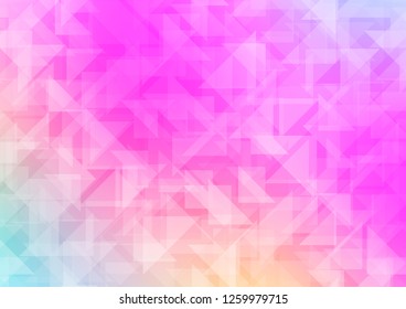 Light Pink vector blurry hexagon template. Creative illustration in halftone style with gradient. Triangular pattern for your business design.