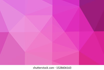 Light Pink vector blurry triangle texture. Triangular geometric sample with gradient.  Elegant pattern for a brand book.