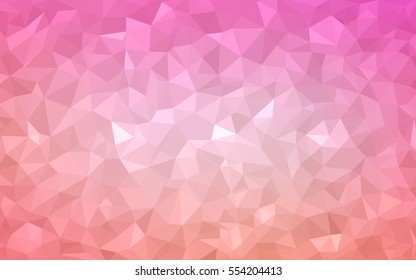 Light Pink vector blurry triangle background design. Geometric background in Origami style with gradient. 