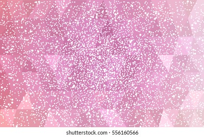 Light Pink vector christmas polygon background. Low poly Illustration consisting of triangles with snowflakes. Texture, seamless background of New Year celebration.