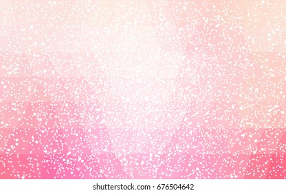 Light Pink vector christmas polygon background. Low poly Illustration consisting of triangles with snowflakes. Texture background of New Year celebration.