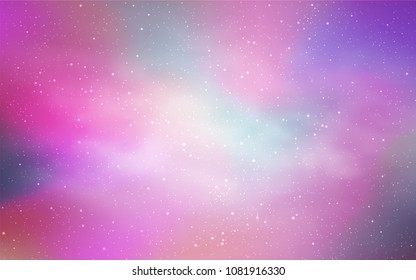 Light Pink vector cover with astronomical stars. Space stars on blurred abstract background with gradient. Smart design for your business advert.