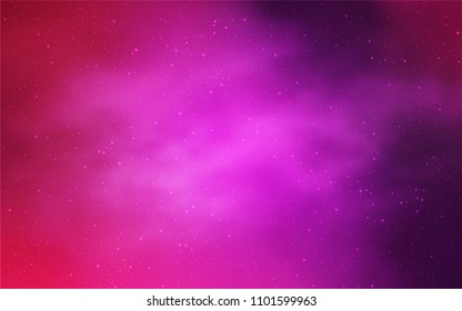Light Pink vector cover with astronomical stars. Blurred decorative design in simple style with galaxy stars. Template for cosmic backgrounds.