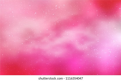 Light Pink vector cover with astronomical stars. Shining illustration with sky stars on abstract template. Pattern for astronomy websites.