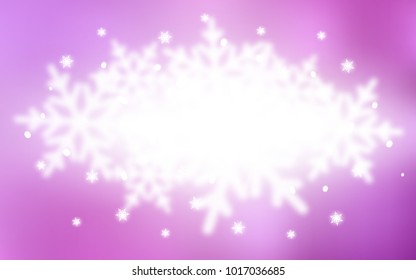 Light Pink vector cover with beautiful snowflakes. Modern geometrical abstract illustration with crystals of ice. The pattern can be used for new year leaflets.