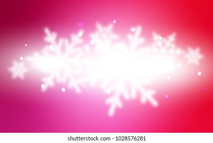 Light Pink vector cover with beautiful snowflakes. Blurred decorative design in xmas style with snow. The pattern can be used for new year leaflets.