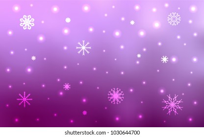 Light Pink vector cover with beautiful snowflakes. Modern geometrical abstract illustration with crystals of ice. The pattern can be used for new year leaflets.