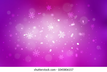 Light Pink vector cover with beautiful snowflakes. Shining colored illustration with snow in christmas style. New year design for your business advert.