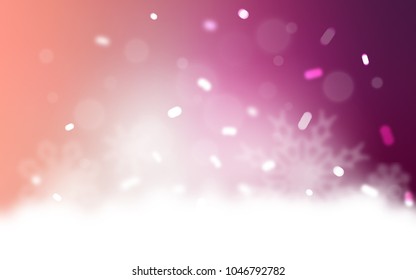 Light Pink vector cover with beautiful snowflakes. Snow on blurred abstract background with gradient. The pattern can be used for new year ad, booklets.