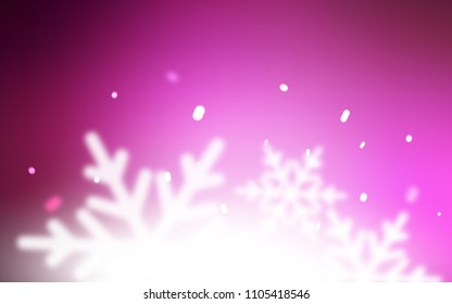 Light Pink vector cover with beautiful snowflakes. Shining colored illustration with snow in christmas style. New year design for your business advert.