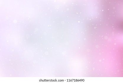 Light Pink vector cover with beautiful snowflakes. Decorative shining illustration with snow on abstract template. New year design for your ad, poster, banner.