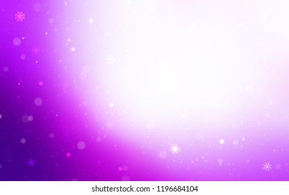 Light Pink vector cover with beautiful snowflakes. Snow on blurred abstract background with gradient. The template can be used as a new year background.