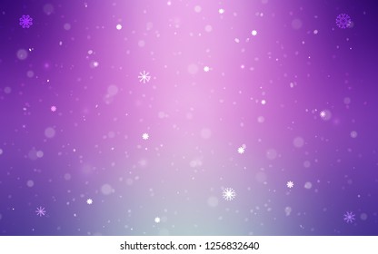 Light Pink vector cover with beautiful snowflakes. Shining colored illustration with snow in christmas style. The pattern can be used for new year leaflets.