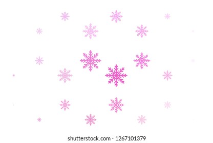 Light Pink vector cover with beautiful snowflakes. Modern geometrical abstract illustration with crystals of ice. The pattern can be used for year new  websites.