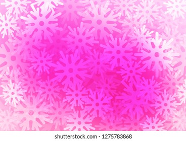 Light Pink vector cover with beautiful snowflakes. Shining colored illustration with snow in christmas style. New year design for your business advert.