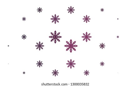 Light Pink vector cover with beautiful snowflakes. Blurred decorative design in xmas style with snow. The pattern can be used for new year ad, booklets.