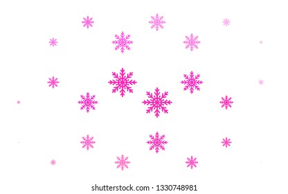 Light Pink vector cover with beautiful snowflakes. Modern geometrical abstract illustration with crystals of ice. The pattern can be used for new year leaflets.