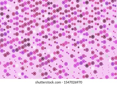 Light Pink vector cover with beautiful snowflakes. Shining colored illustration with snow in christmas style. The pattern can be used for year new  websites.