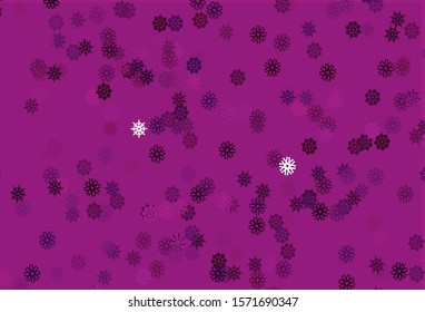 Light Pink vector cover with beautiful snowflakes. Blurred decorative design in xmas style with snow. The pattern can be used for new year leaflets.