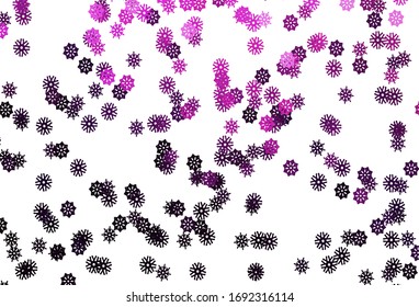 Light Pink vector cover with beautiful snowflakes. Glitter abstract illustration with crystals of ice. New year design for your business advert.