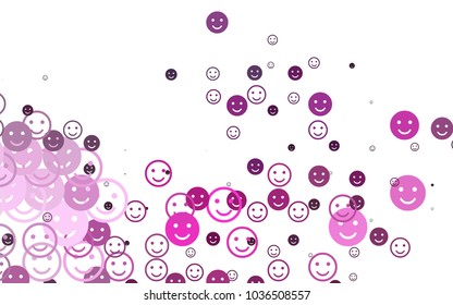 Light Pink vector cover with cute smiles. Blurred decorative design of smiles in doodle style. Design for positive ad, poster, banner.