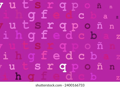 Light pink vector cover with english symbols. Blurred design in simple style with signs of alphabet. Best design for your ad, poster, banner of college.