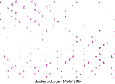 Light Pink vector cover with EUR, JPY, GBP signs. Modern abstract illustration with symbols of money. Template for ads of markets, loans.