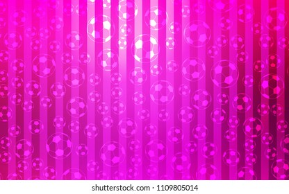 Light Pink vector cover with football symbols. Colored illustration with balls on a gradiental backdrop. Pattern for ads of football championship 2018.