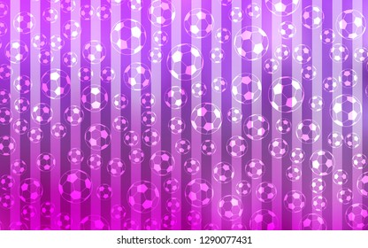 Light Pink vector cover with football symbols. Colored illustration with balls on a gradiental backdrop. Smart design for ads of soccer matches.