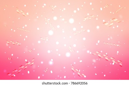 Light Pink vector cover with happy holiday ribbons. Modern geometrical abstract illustration with carnival ribbons. The pattern can be used for new year ad, booklets.