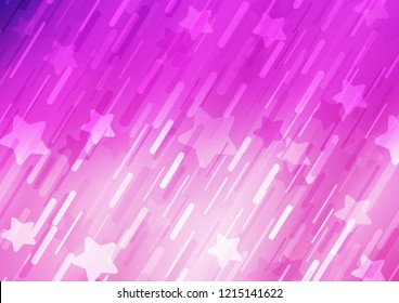 Light Pink vector cover with long lines. Decorative shining illustration with lines on abstract template. The pattern can be used as ads, poster, banner for commercial.