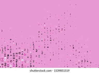 Light Pink vector cover with math elements. Shining colorful illustration with isolated Digit signs. Smart design for your university promotion.