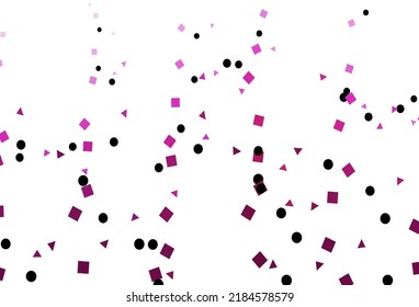 Light Pink vector cover in polygonal style with circles. Decorative design in abstract style with lines, dots, cubes. Modern template for your landing page.