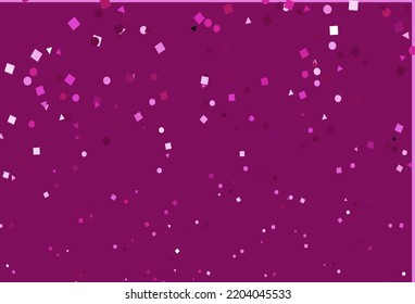 Light Pink vector cover in polygonal style with circles. Glitter abstract illustration with spheres, squares, lines. Best design for your ad, poster, banner.