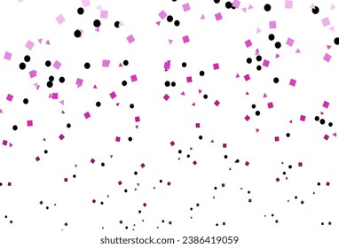 Tapa vectorial rosa claro de estilo poligonal con círculos. Ilustración abstracta brillante con esferas, cuadrados, líneas. Mejor diseño para tu anuncio, afiche, banner.