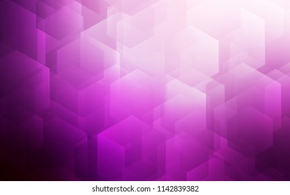 Light Pink vector cover with set of hexagons. Glitter abstract illustration in hexagonal style. Pattern can be used for landing pages.